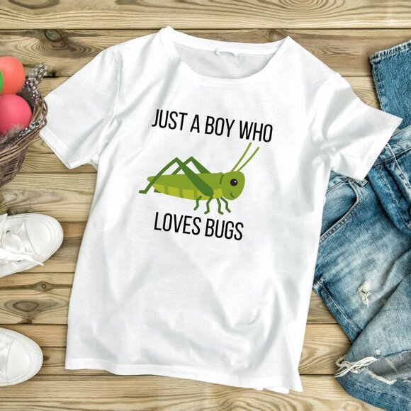 gretta money prints Other - Handmade NWT Just a Boy Who Loves Bugs | Kids White Graphic Tee (XS-XL)